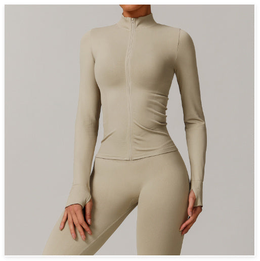 Stand Collar Zipper Yoga Clothes Warm Top Sports Running Jacket